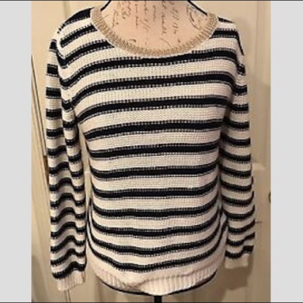 H&M Gold Trim Striped Sweater!